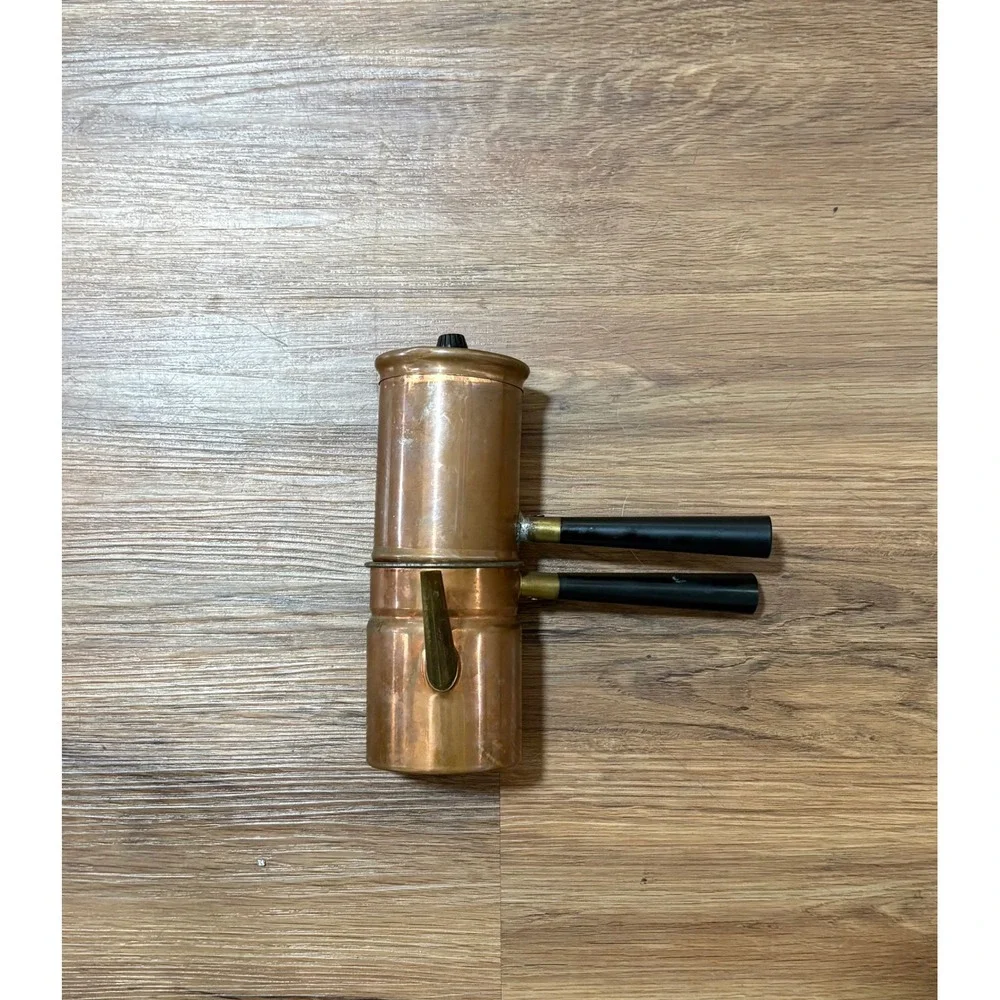 Vintage Copper Neapolitan Flip Coffee Maker Brass Spout Stovetop Espresso Pot